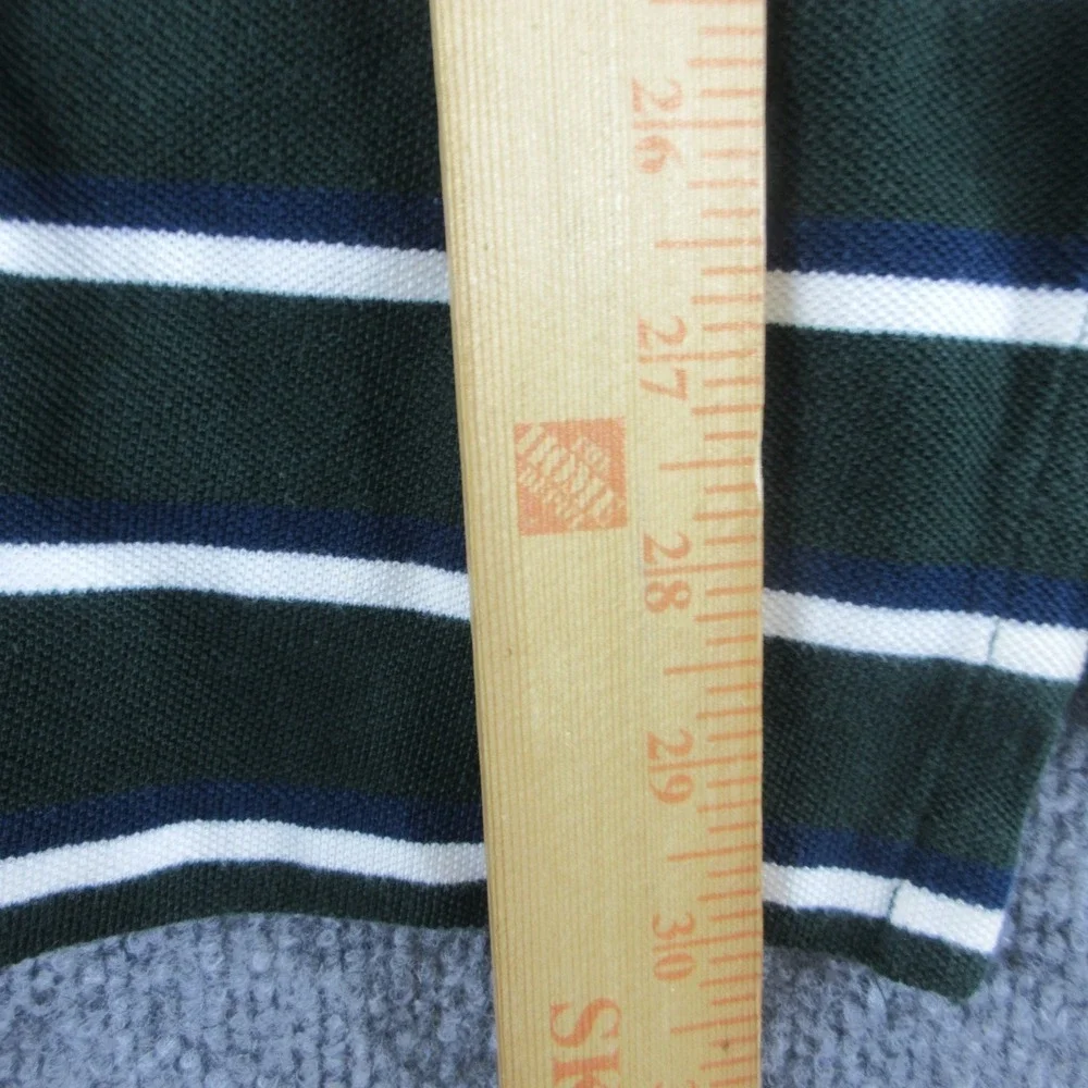 Polo Ralph Lauren Shirt Men XL Green White Striped Button Up Short Sleeve Preppy